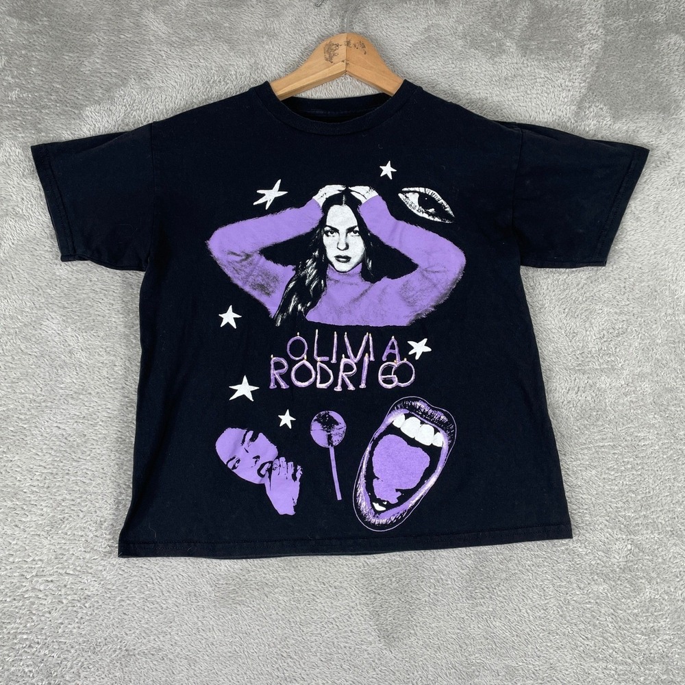 Olivia Rodrigo Guts Tour Graphic T Shirt Womens XXS Black Purple Concert Merch